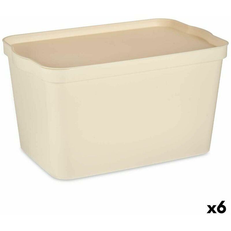 Aufbewahrungsbox mit Deckel Creme Kunststoff 24 L 29,3 x 24,5 x 45