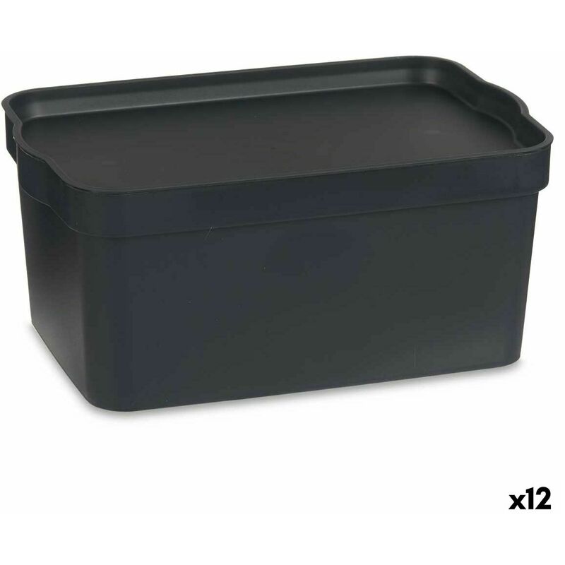 Aufbewahrungsbox mit Deckel Braun Kunststoff 19 L 28 x 22 x 39 cm (12 Stück)