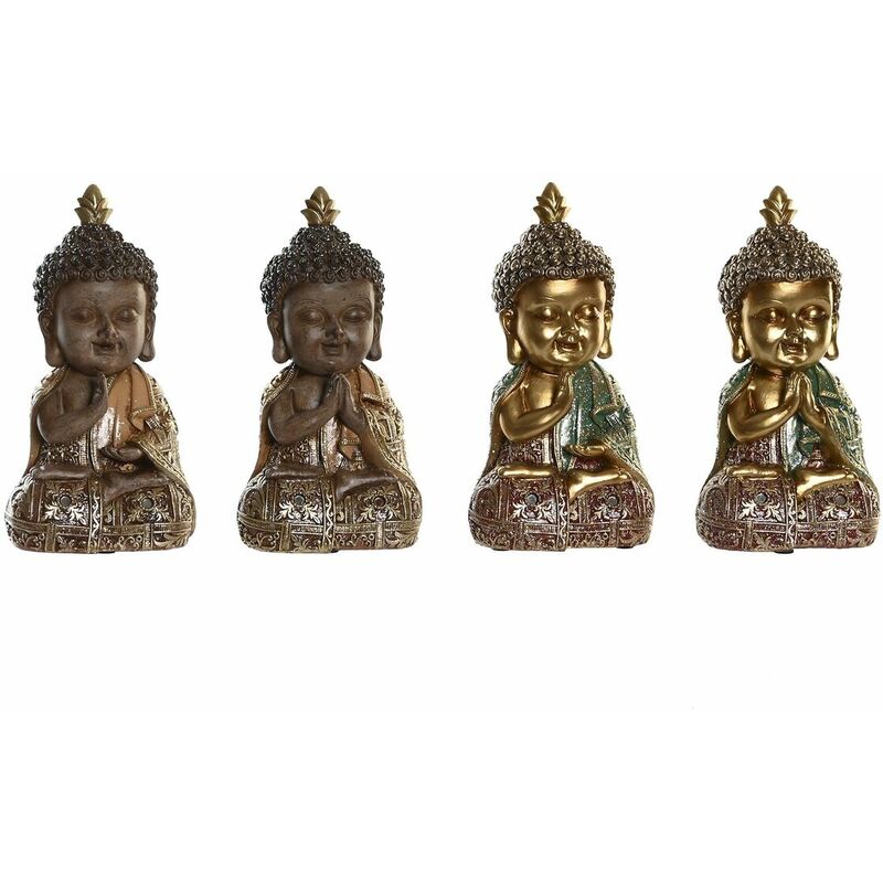 Deko-Figur DKD Home Decor Beige Golden Buddha Harz Orientalisch (10,5 x 9 x  19,