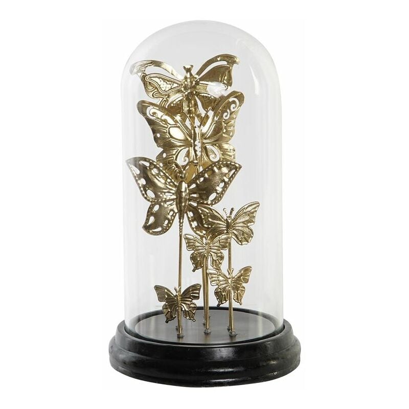 Deko-Figur DKD Home Schwarz Kristall 18,5 (18, 5 Golden x x Metall Schmetterlinge Decor