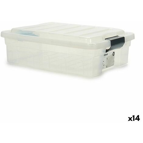 Aufbewahrungsbox mit Deckel Durchsichtig Kunststoff 35 x 14 x 47 cm (14  Stück)