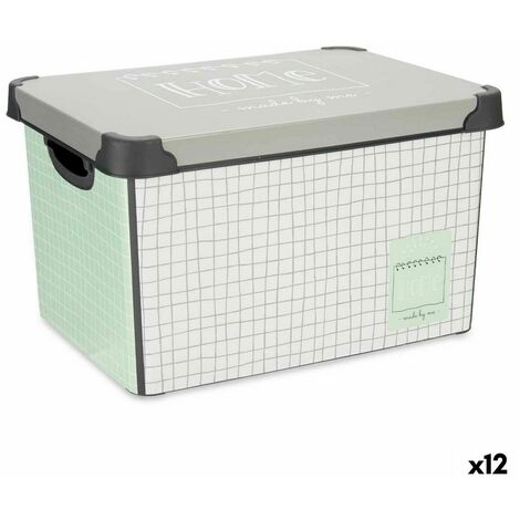Aufbewahrungsbox mit Deckel Home Quadratisch Grau Kunststoff 17 L 28 x 22 x  37 cm (12