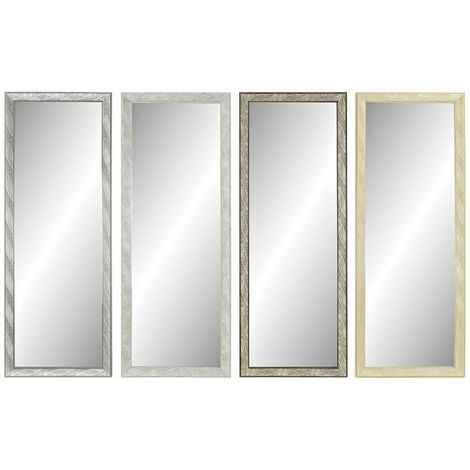 Wandspiegel DKD Home Decor Kristall natürlich Grau Braun Weiß PS 4 Stück  Pflanzenblatt (36 x 2 x 95,5 cm)