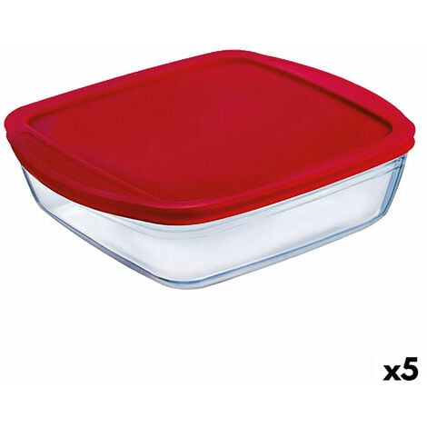 Cuisine Deckel Store x 25 cm 5 Cook Lunchbox 22 & L Viereckige mit Stück) Ô (5 Rot Glas x Silikon 2,2