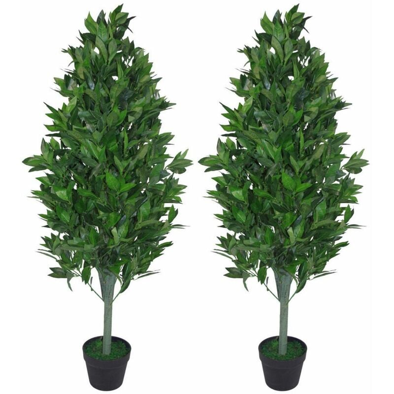 120cm Leaf Realistic Artificial Bay Cone Pair Laurel Topiary