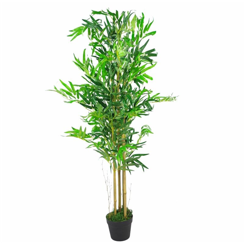 5' Bamboo Artificial Tree in Black Planter (Real Touch) UV Resistant  (Indoor/Outdoor)