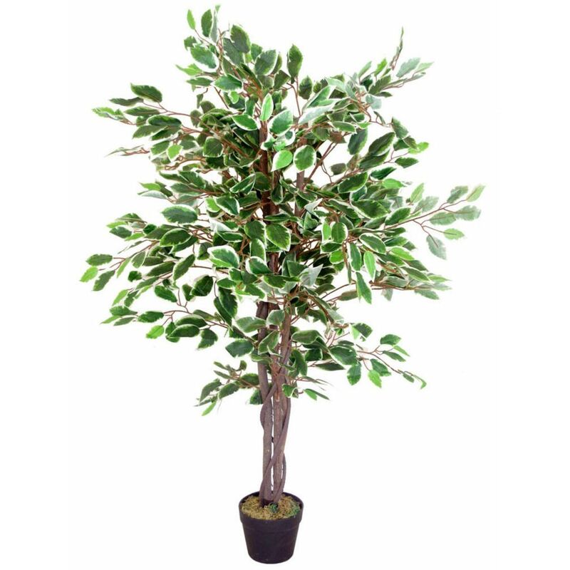 thumbnail interactive-video image 1 of Leaf 90cm Artificial Ficus Tree – Realistic Evergreen Bushy Plant With Weighted Pot – 5060532973727 1 of 6