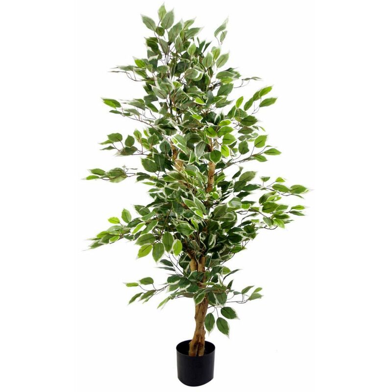 5ft Ficus Artificial Trees with Realistic Leaves and Trunk, Silk Fake Ficus  Tree with Plastic Nursery Pot, Faux Ficus Tree for Office Home Farmhouse
