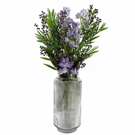 60cm Artificial Purple Starflower Display Glass Vase (1/5)
