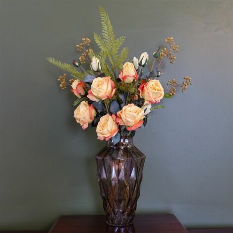 65cm Yellow Rose Display Geometric Glass Vase (1/5)