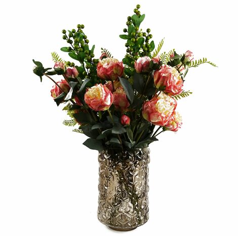 70cm Pink Peony Arrangement Glass Vase (1/5)