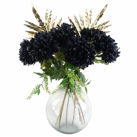 95cm Black Chrysanthemum Bundle Glass Ball Vase (1/5)