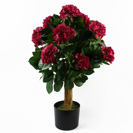 75cm Artificial Pink Bush Hydrangea Plant Potted (1/5)