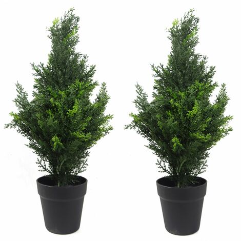 60cm Pair of Artificial Cedar Cypress Topiary UV Resistant (1/3)