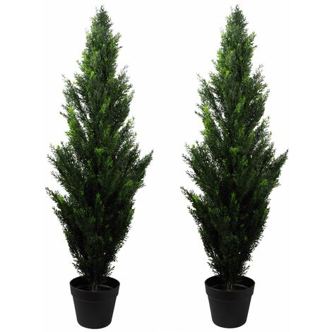 120cm Pair of Artificial Cedar Cypress Topiary UV Resistant (1/5)