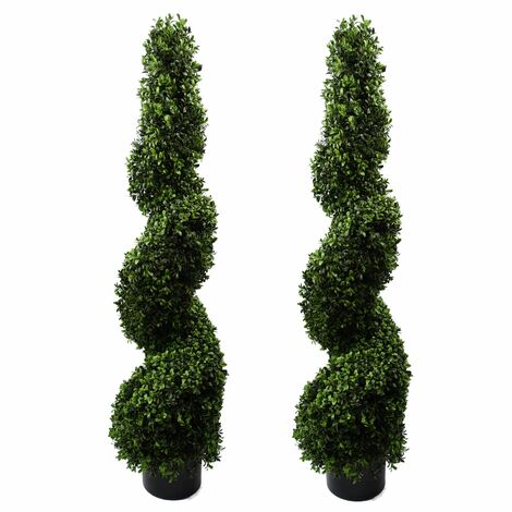 120cm Pair of Spiral Buxus Artificial Tree UV Resistant Outdoor (1/4)