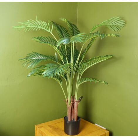 110cm Large Artificial Areca Palm Tree Potted in Black Pot (1/5)