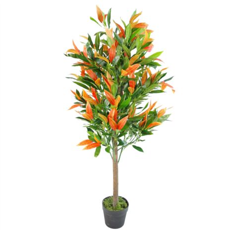 130cm Artificial Red & Green Ficus Tree (1/4)
