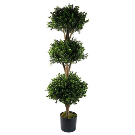 120cm Buxus Triple Ball Artificial Tree UV Resistant Outdoor Topiary (1/5)