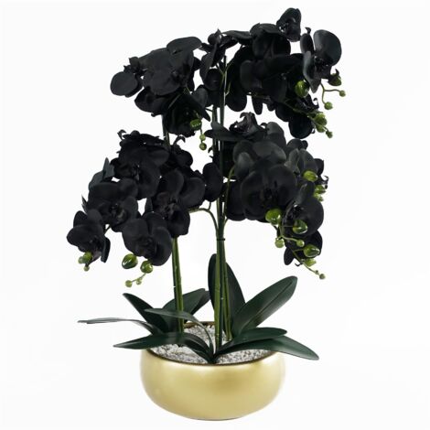 60cm Orchid Artificial Black - Gold Ceramic Planter (1/4)