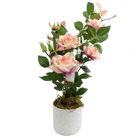 50cm Artificial Pink Rose Plant (1/5)