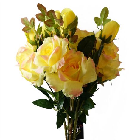 Pack of 6 x 80cm Artificial Yellow Rose Stem - 18 flowers (1/4)
