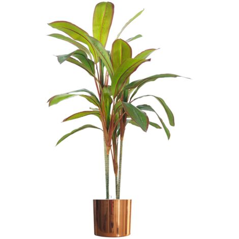 100cm Artificial Potted Dracaena Tropical Plant with Copper Metal Plater (1/5)