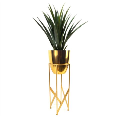 90cm Gold Planter with Artificial Yukka Plant (1/5)