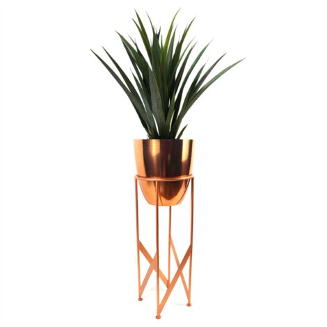 90cm Copper Planter with Artificial Yukka Plant (1/5)