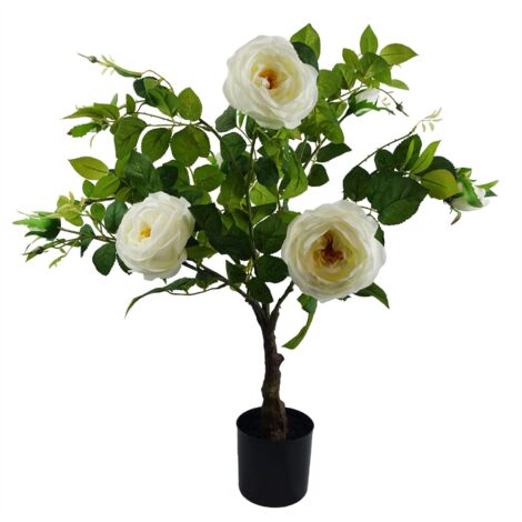 70cm White Camellia Rose Plant Artificial (1/4)