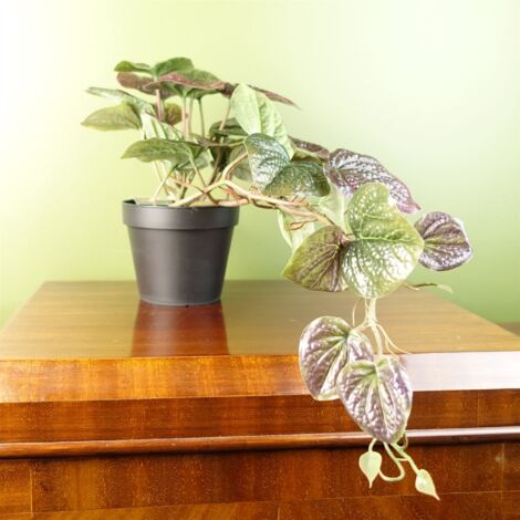 35cm Artificial Trailing Purple Potted Pothos Plant Realistic (1/5)