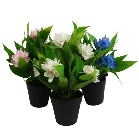 3x 18cm Artificial Freesia Plants Pink, White, Blue Flowering (1/5)