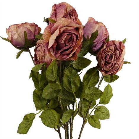 Pack of 6 x 70cm Artificial Dark Pink Rose (1/5)