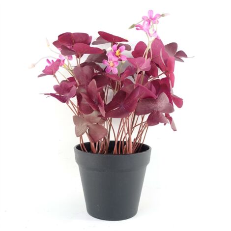 30cm Artificial Plant Realistic Purple Shamrock Pink Flowers Potted (1/4)