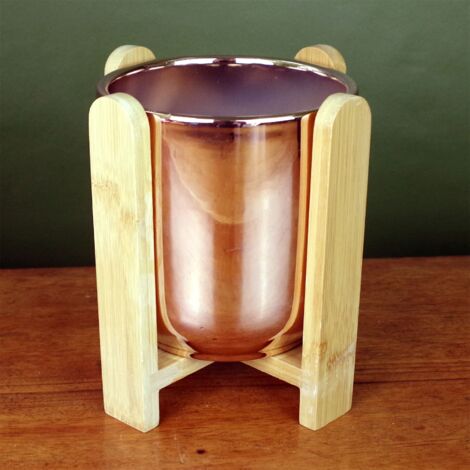 Gold Ceramic Planter Bamboo Stand Plant Pot (1/3)
