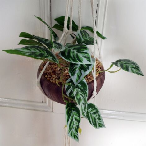 85cm Hanging Artificial Potted Pothos Plant with Planter (1/4)