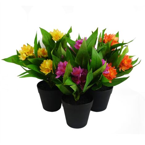 3x 18cm Artificial Freesia Plants Pink, Orange, Yellow Flowering (1/5)