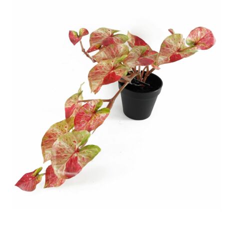35cm Artificial Trailing Hanging Plant Realistic Pink Splash Caladium (1/4)