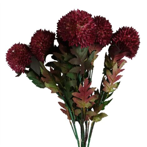 Pack of 6 x 70cm Large Ball Dahlia Artificial Flower Stem Pink (1/5)