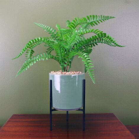 40cm Artificial Fern Plant with Ceramic Planter & Stand (1/5)