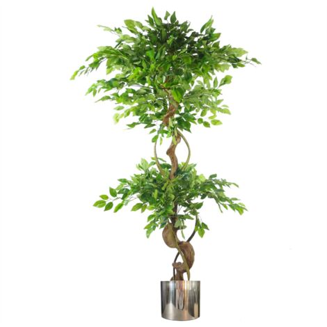 150cm Twisted Trunk Artificial Japanese Fruticosa Ficus Tree Silver Planter (1/5)