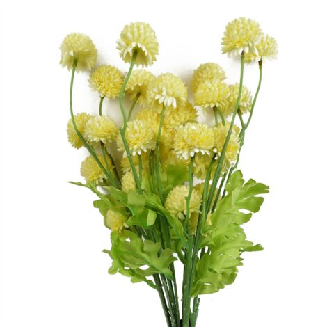 Pack of 6 x 50cm Dahlia Pompom Yellow Artificial Stem (1/5)