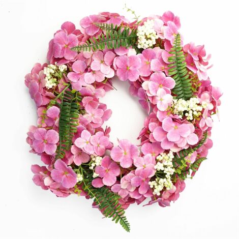 40cm Artificial Pink Floral Blossom Wreath (1/5)