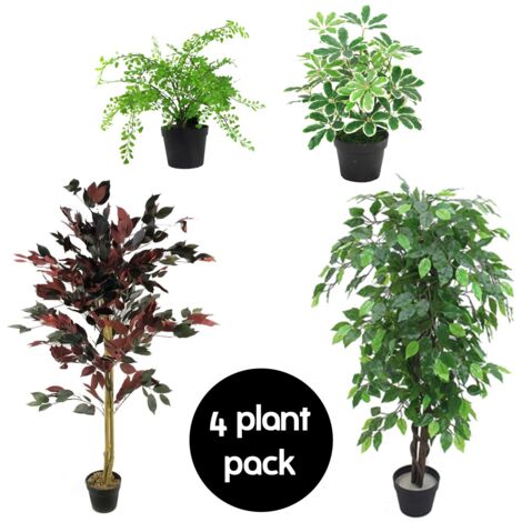 Pack of 4 Mixed Artificial Plants and Trees (1/3)