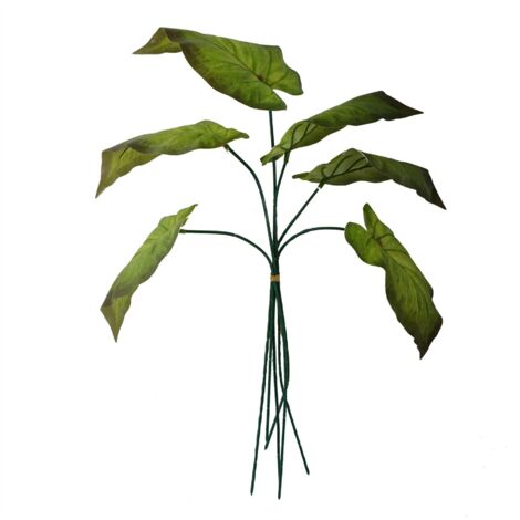 Pack of 6 x 50cm Artificial Green Plastic Leaf Stem (1/5)