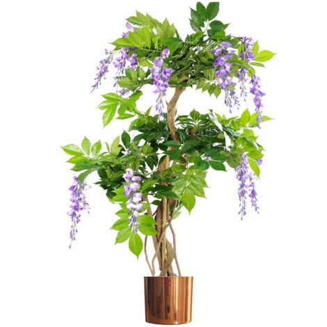 110cm Artificial Purple Wisteria Tree with Copper Metal Planter (1/5)