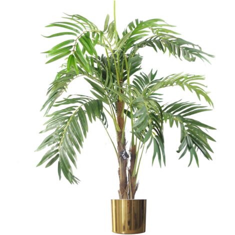120cm Realistic Artificial palm tree with pot with Gold Metal Planter (1/5)