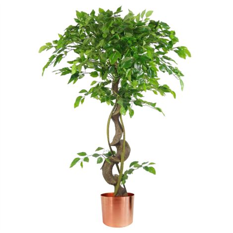120cm Twisted Trunk Artificial Japanese Fruticosa Style Ficus Tree Copper Planter (1/5)