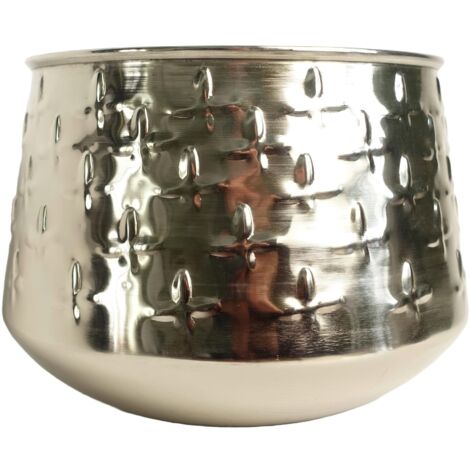 18cm Silver Cross Metal Planter by Leaf (1/3)