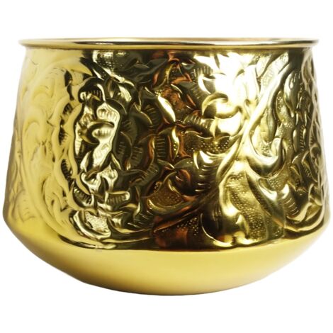 18cm Gold Swirl Metal Planter by Leaf (1/3)
